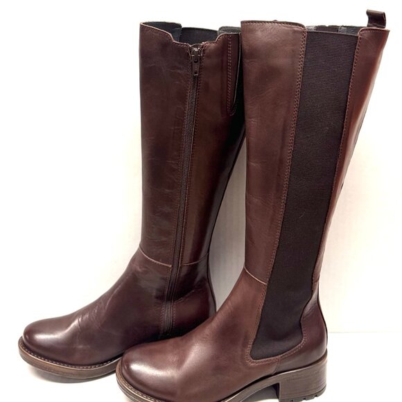 MIZ MOOZ TALL BOOTS SIDE ZIP GORE CHESTNUT 37EU / 7US NEW # Z-08 - Picture 2 of 6